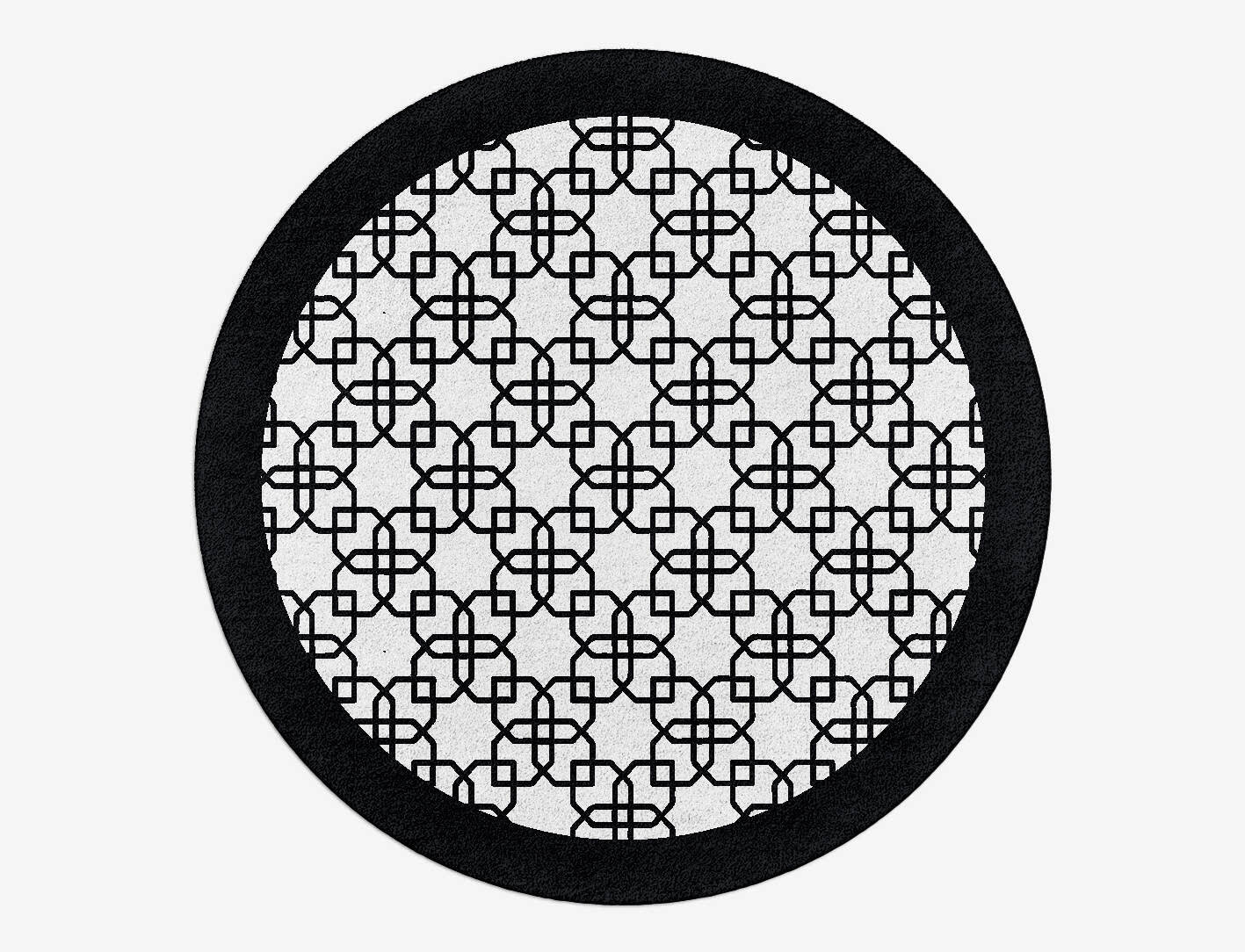 Black Symmetry Monochrome Round Hand Tufted Pure Wool Custom Rug by Rug Artisan