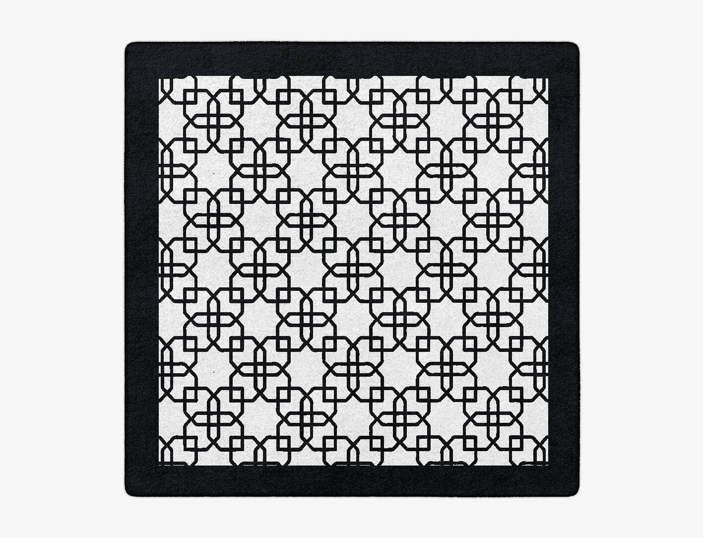 Black Symmetry Monochrome Square Hand Tufted Pure Wool Custom Rug by Rug Artisan