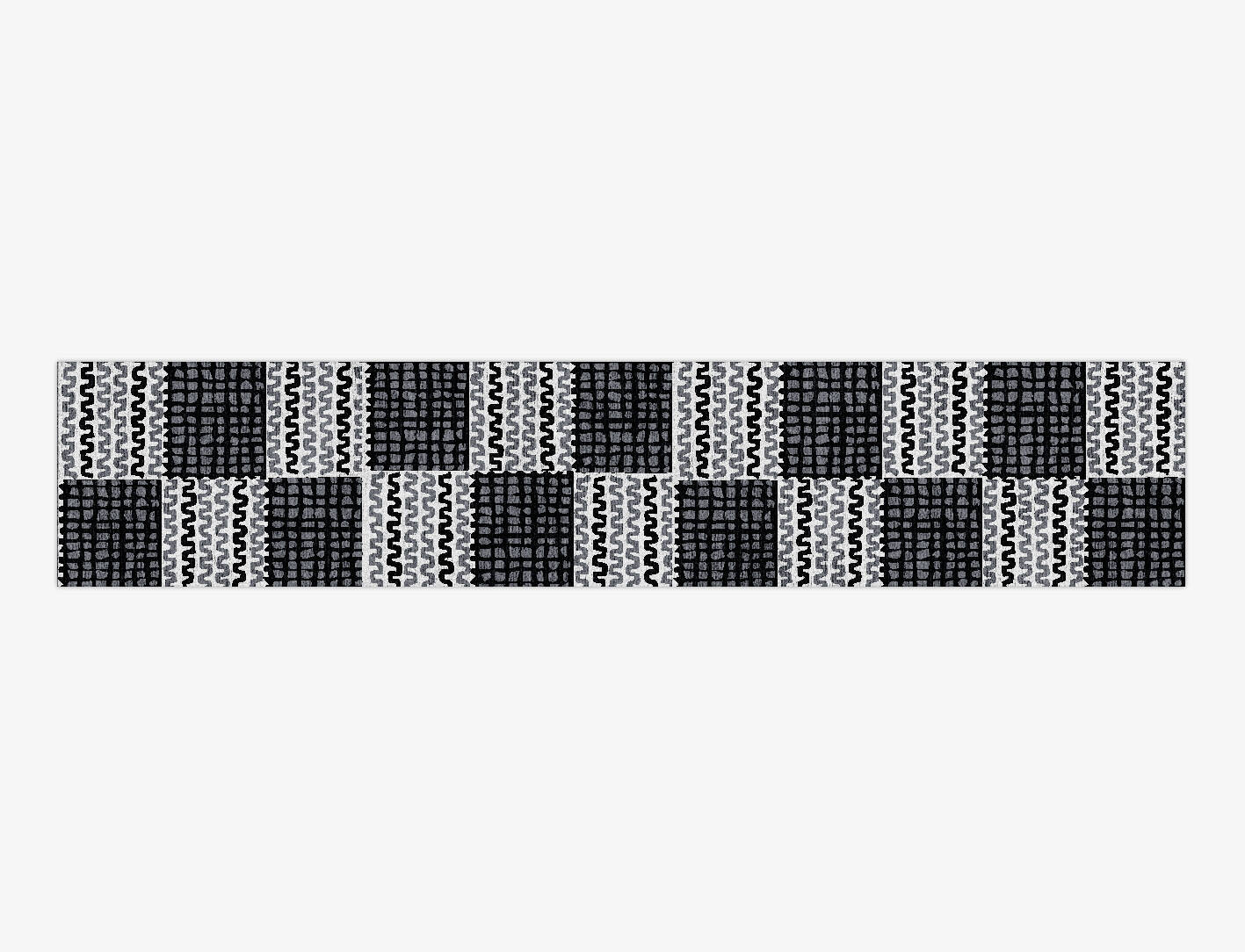 Black Whites Monochrome Runner Hand Knotted Bamboo Silk Custom Rug by Rug Artisan