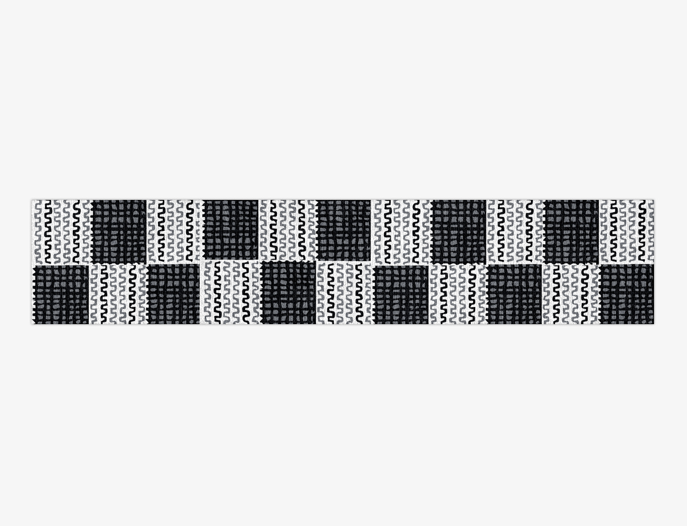 Black Whites Monochrome Runner Hand Knotted Tibetan Wool Custom Rug by Rug Artisan