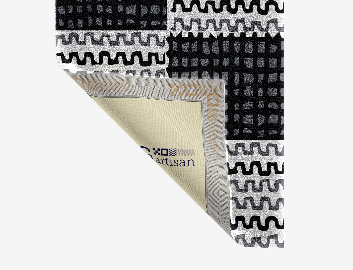 Black Whites Monochrome Runner Hand Knotted Tibetan Wool Custom Rug by Rug Artisan