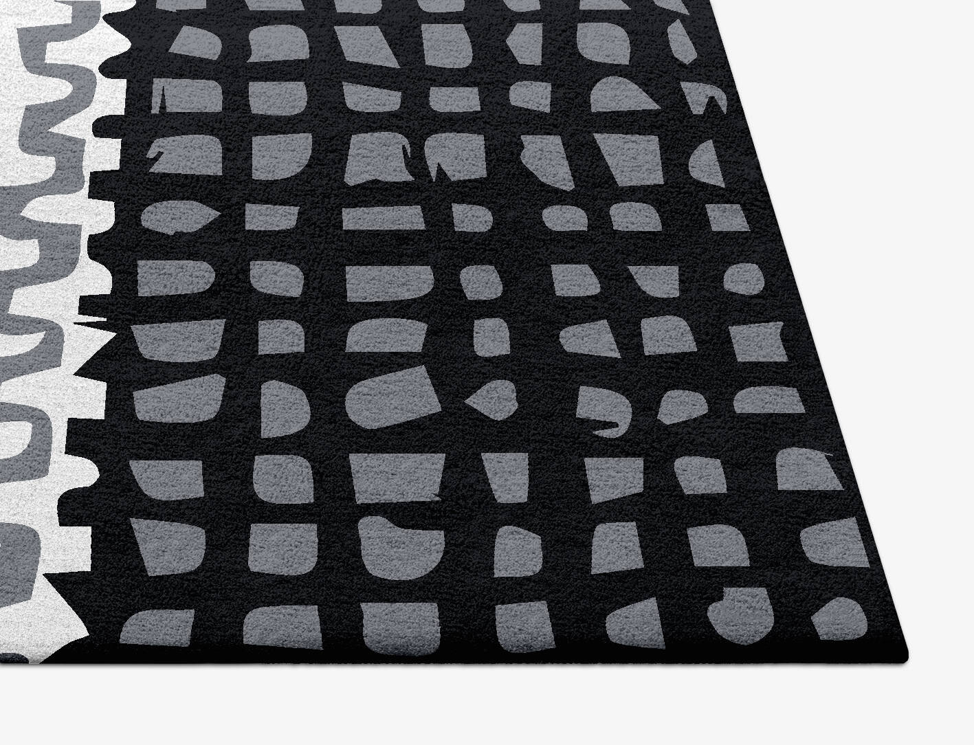 Black Whites Monochrome Square Hand Tufted Pure Wool Custom Rug by Rug Artisan