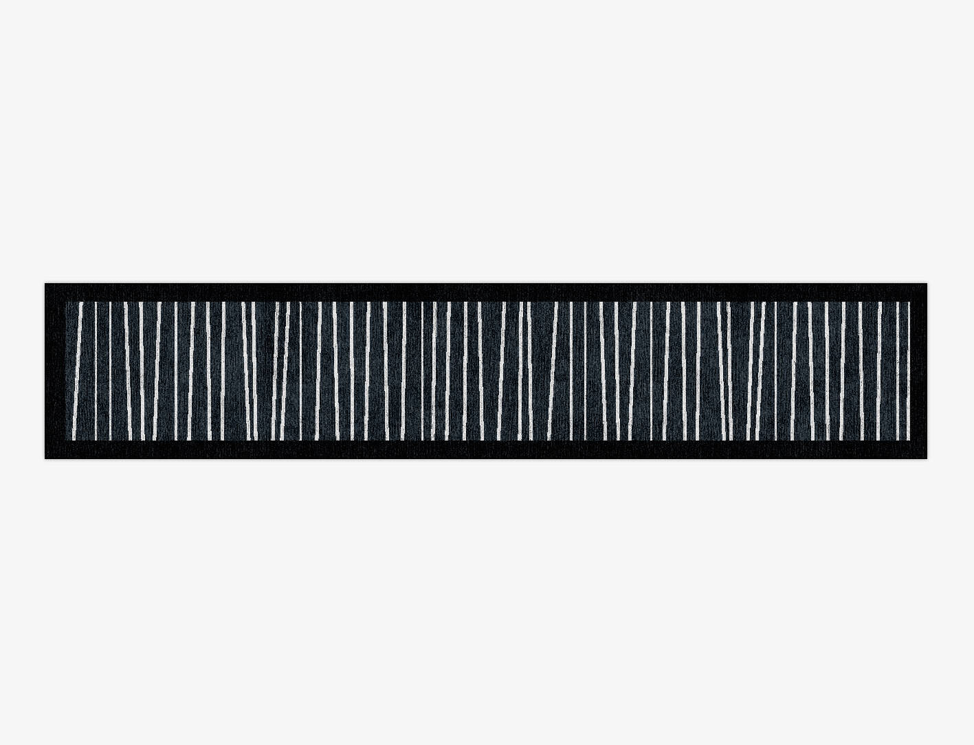 Blackcurrant Black Monochrome Runner Hand Knotted Bamboo Silk Custom Rug by Rug Artisan