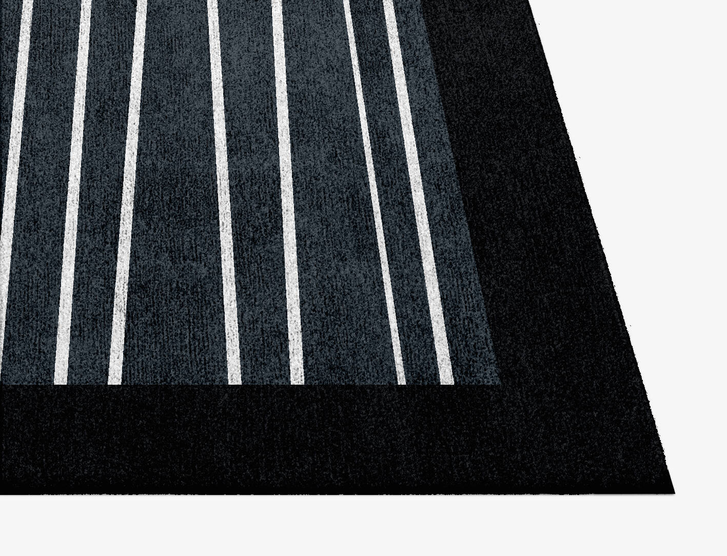Blackcurrant Black Monochrome Square Hand Knotted Bamboo Silk Custom Rug by Rug Artisan