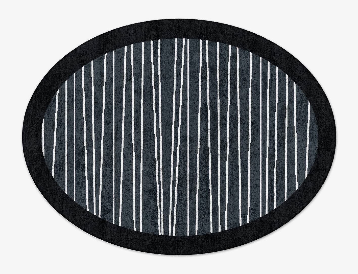 Blackcurrant Black Monochrome Oval Hand Tufted Bamboo Silk Custom Rug by Rug Artisan