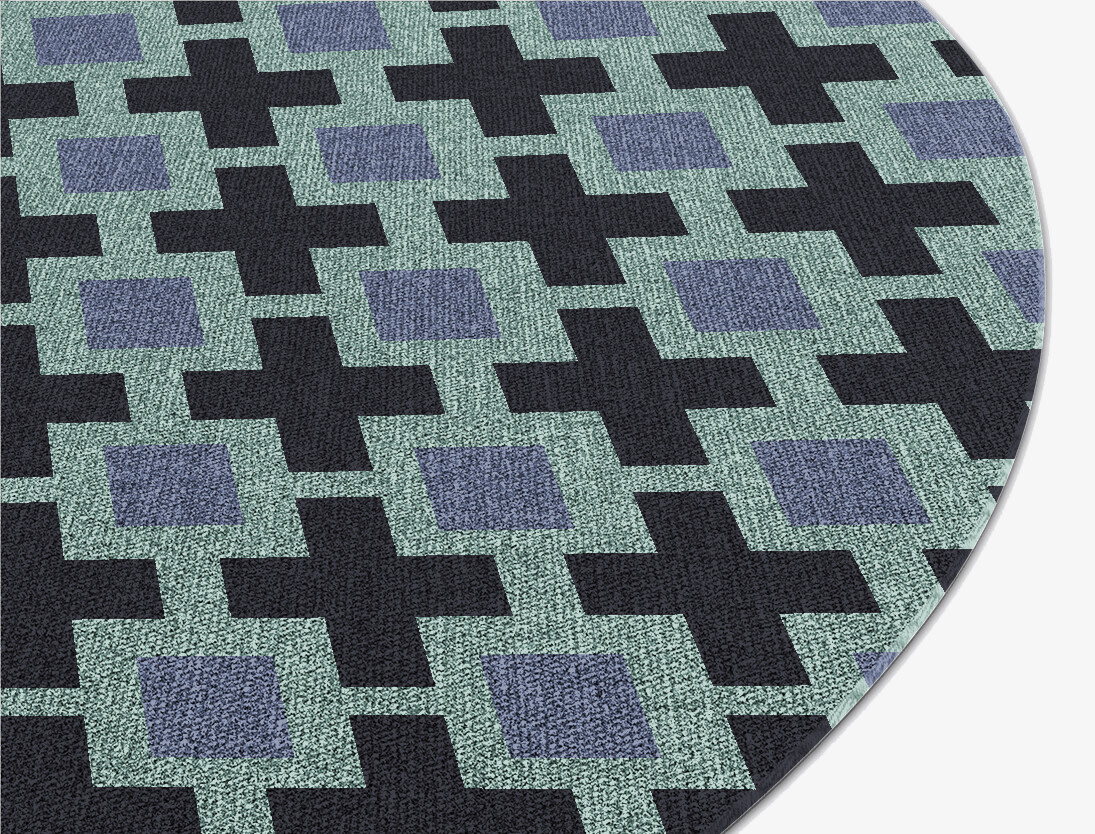 Blacross Geometric Oval Flatweave New Zealand Wool Custom Rug by Rug Artisan