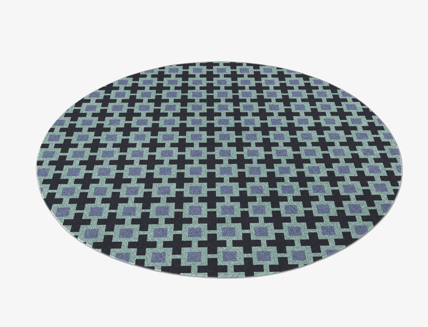 Blacross Geometric Round Flatweave New Zealand Wool Custom Rug by Rug Artisan