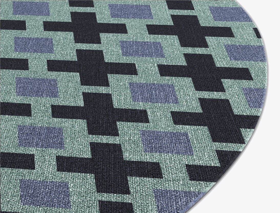 Blacross Geometric Round Flatweave New Zealand Wool Custom Rug by Rug Artisan