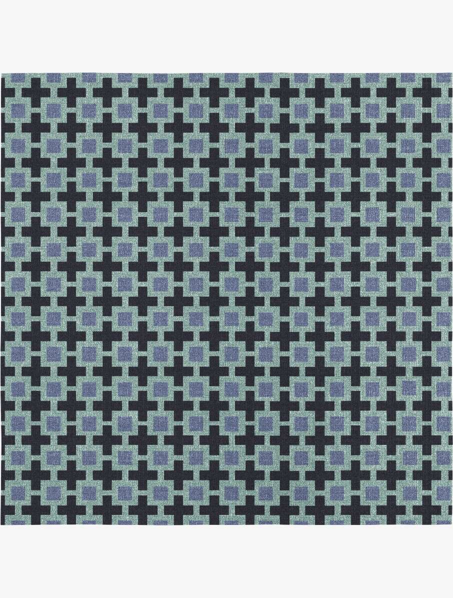 Blacross Geometric Square Flatweave New Zealand Wool Custom Rug by Rug Artisan