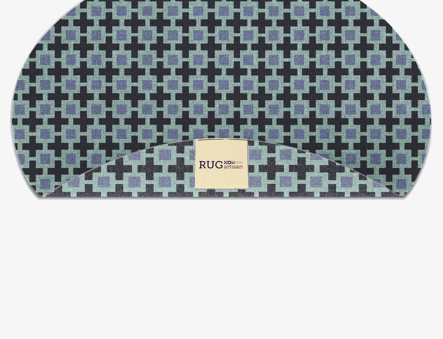 Blacross Geometric Oval Outdoor Recycled Yarn Custom Rug by Rug Artisan