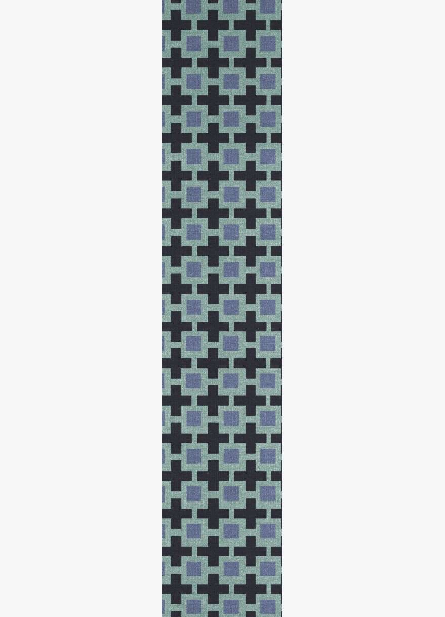 Blacross Geometric Runner Outdoor Recycled Yarn Custom Rug by Rug Artisan