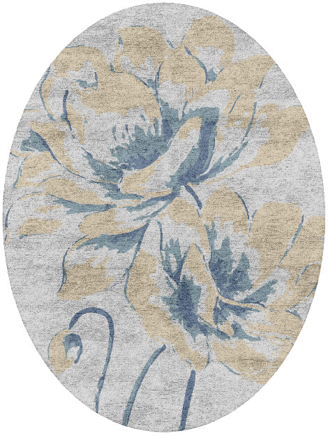 Blahs Cerulean Oval Hand Tufted Bamboo Silk Custom Rug by Rug Artisan