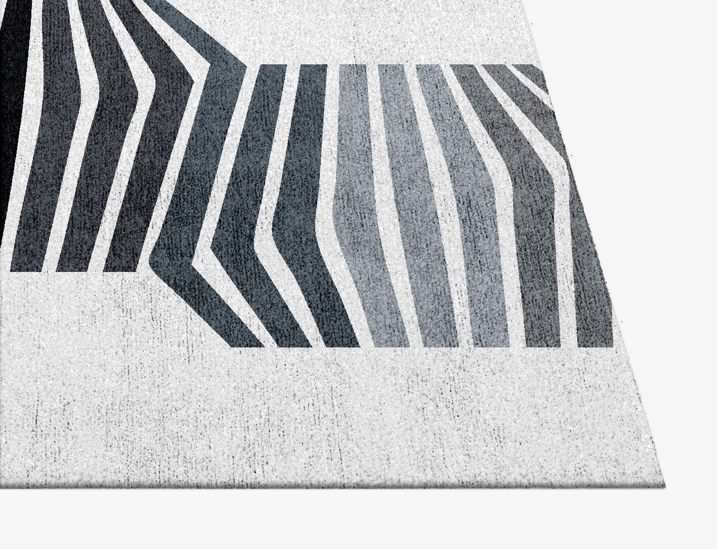Bland Bands Monochrome Square Hand Knotted Bamboo Silk Custom Rug by Rug Artisan