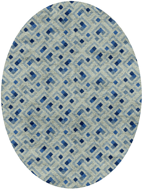 Block Plan Modern Geometrics Oval Hand Tufted Bamboo Silk Custom Rug by Rug Artisan