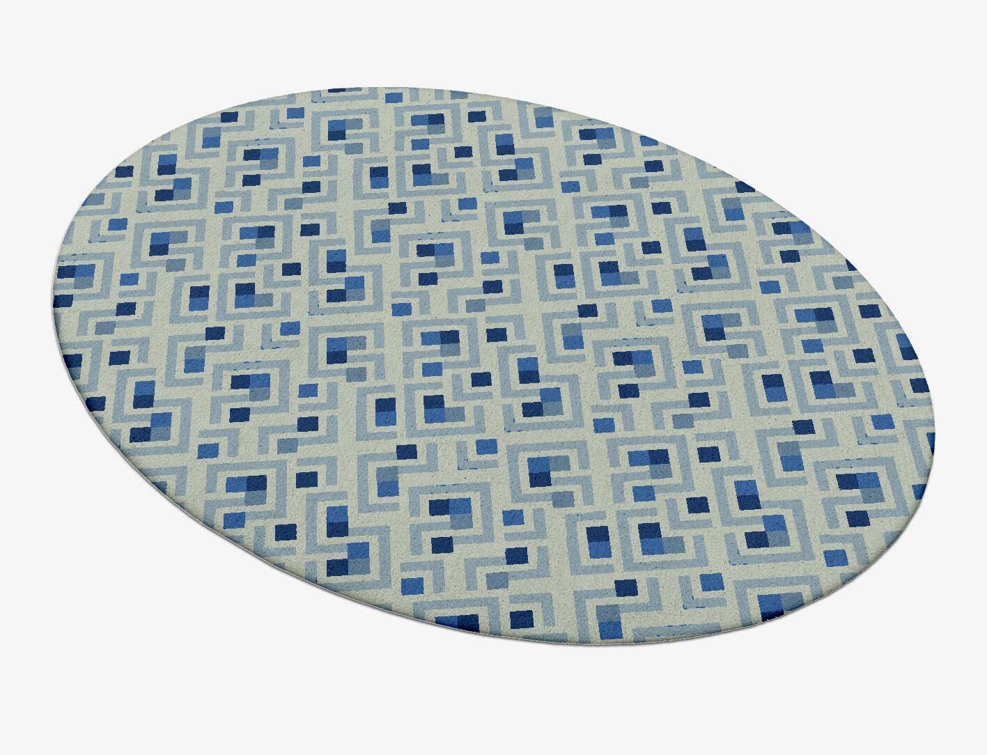 Block Plan Modern Geometrics Oval Hand Tufted Pure Wool Custom Rug by Rug Artisan