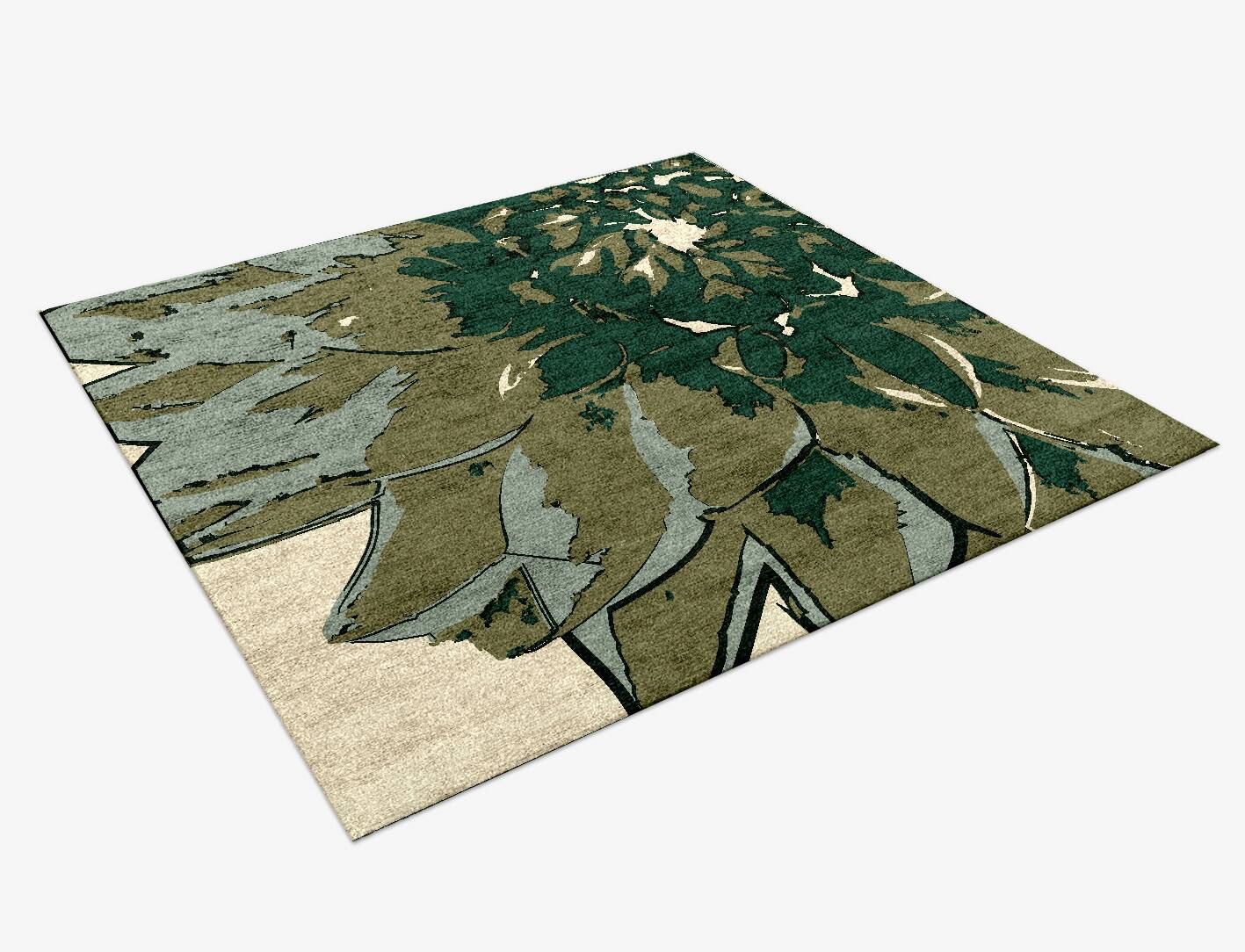 Blossom Floral Square Hand Knotted Bamboo Silk Custom Rug by Rug Artisan