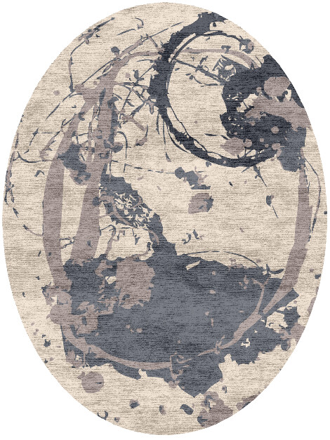 Blotwork Abstract Oval Hand Knotted Bamboo Silk Custom Rug by Rug Artisan