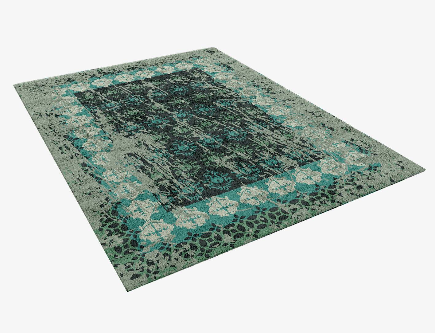 Blue Lotus Vintage Rectangle Hand Knotted Bamboo Silk Custom Rug by Rug Artisan