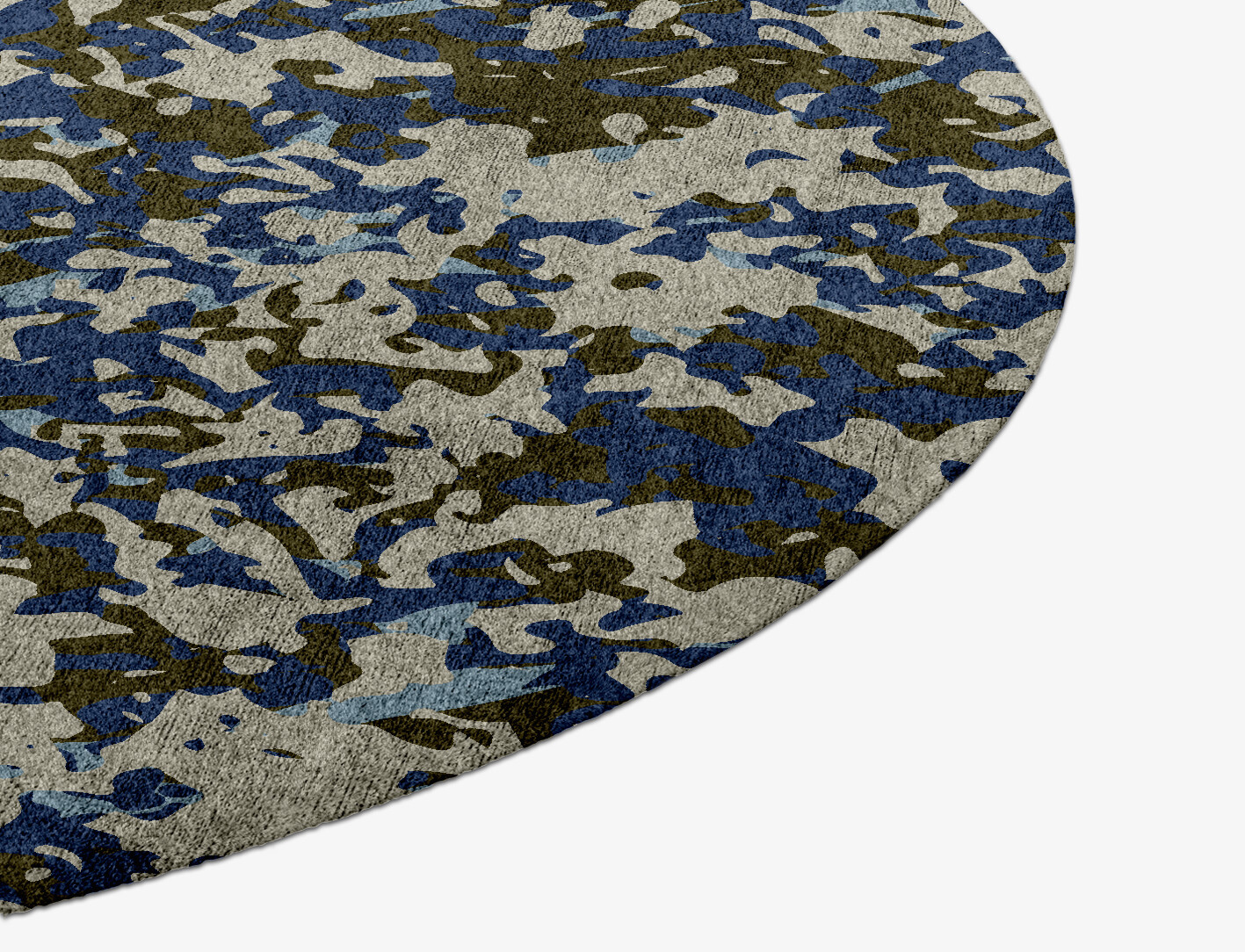 Blue Mist Surface Art Round Hand Knotted Bamboo Silk Custom Rug by Rug Artisan