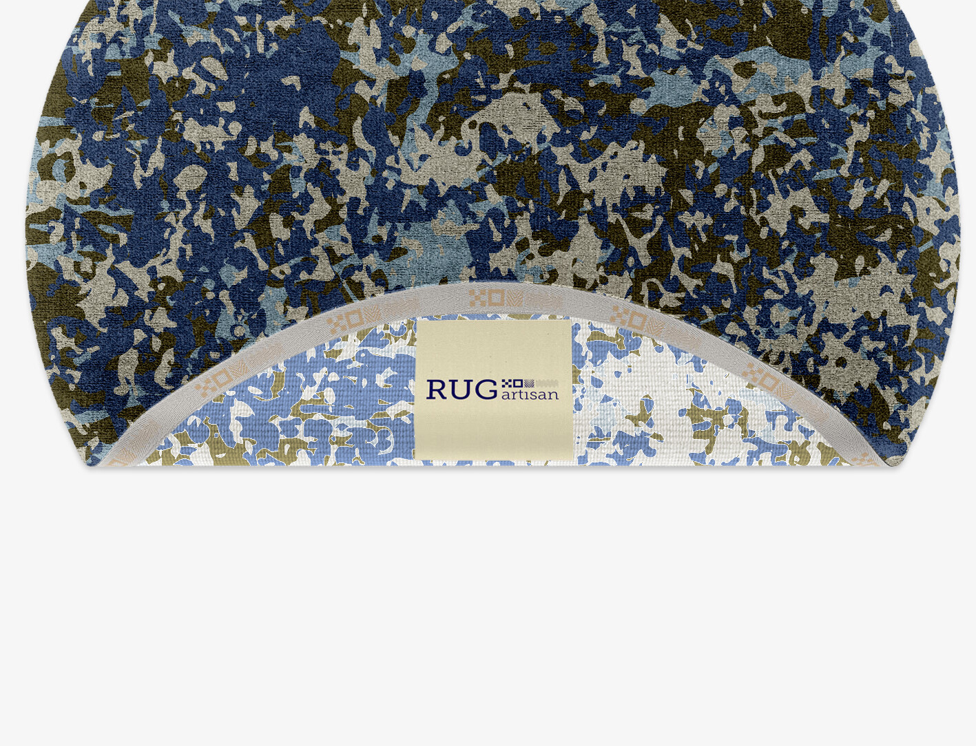 Blue Mist Surface Art Round Hand Knotted Bamboo Silk Custom Rug by Rug Artisan