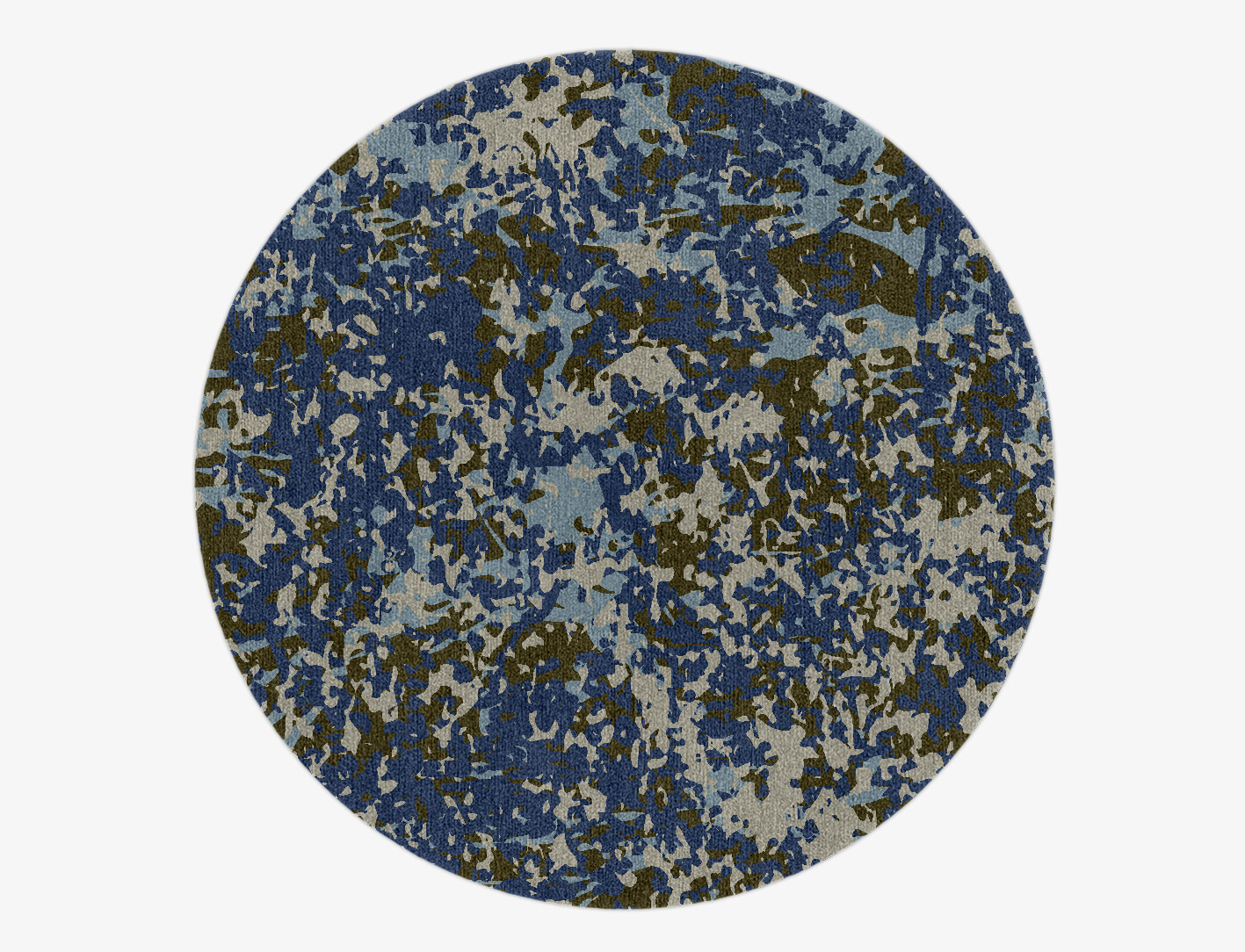 Blue Mist Surface Art Round Hand Knotted Tibetan Wool Custom Rug by Rug Artisan