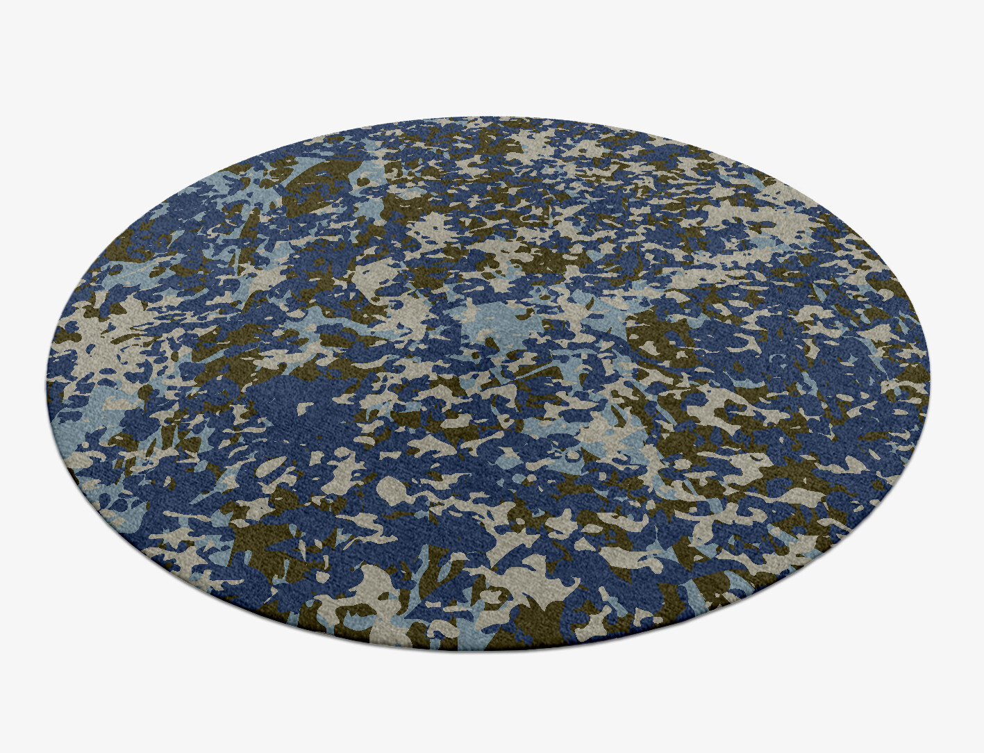 Blue Mist Surface Art Round Hand Knotted Tibetan Wool Custom Rug by Rug Artisan