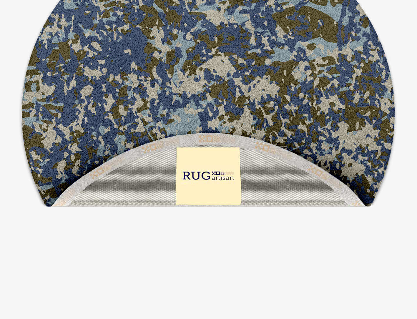 Blue Mist Surface Art Round Hand Tufted Pure Wool Custom Rug by Rug Artisan