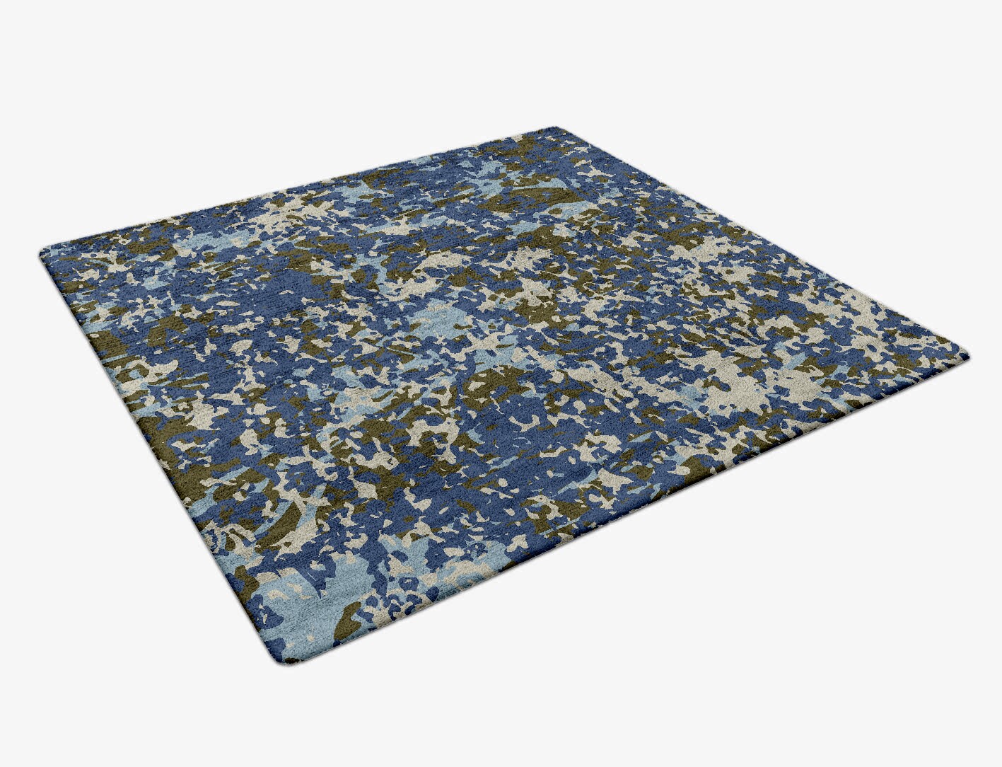 Blue Mist Surface Art Square Hand Tufted Bamboo Silk Custom Rug by Rug Artisan