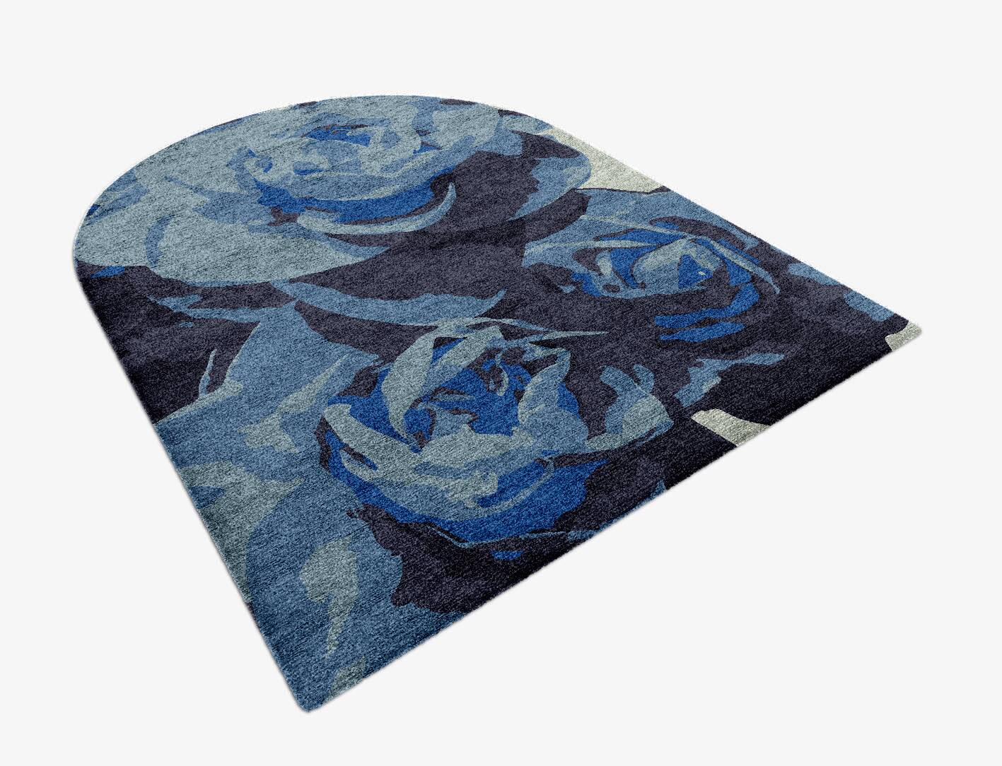 Blue Onyx Floral Arch Hand Knotted Bamboo Silk Custom Rug by Rug Artisan