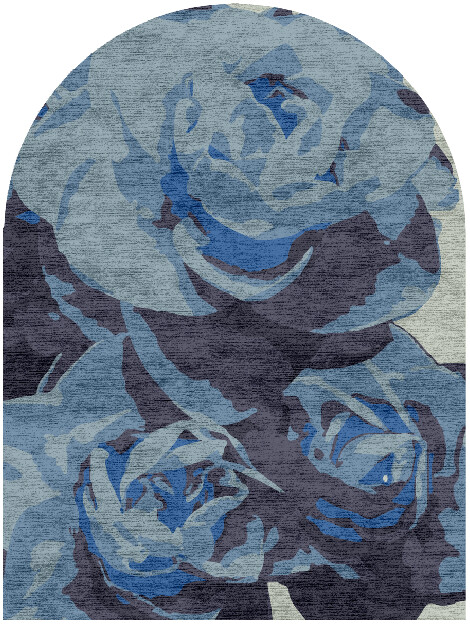 Blue Onyx Floral Arch Hand Knotted Bamboo Silk Custom Rug by Rug Artisan