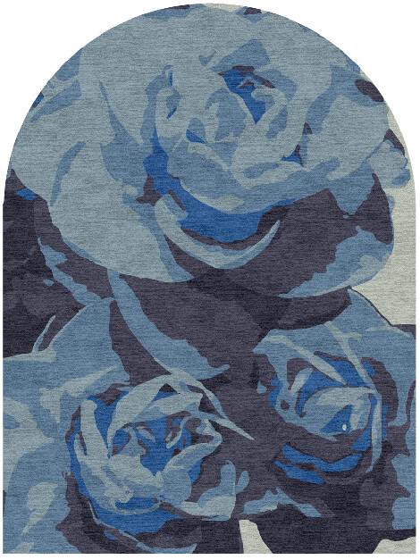 Blue Onyx Floral Arch Hand Knotted Tibetan Wool Custom Rug by Rug Artisan