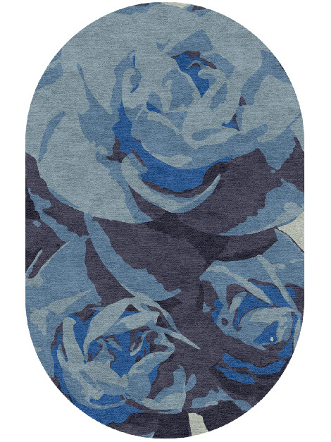 Blue Onyx Floral Capsule Hand Knotted Tibetan Wool Custom Rug by Rug Artisan