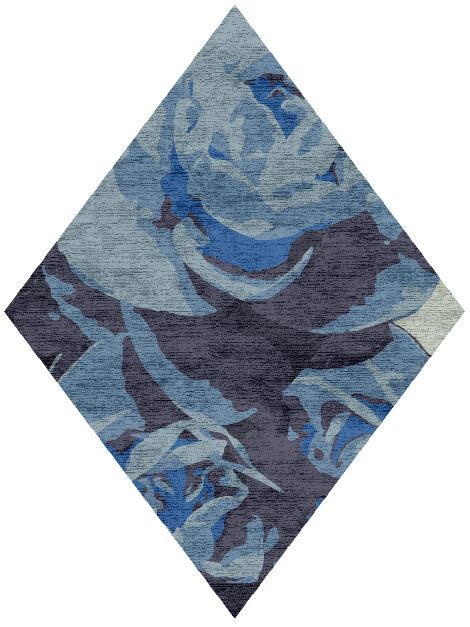 Blue Onyx Floral Diamond Hand Knotted Bamboo Silk Custom Rug by Rug Artisan