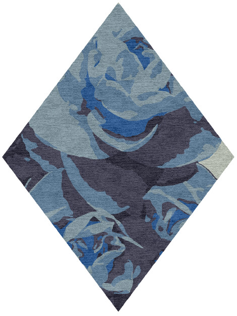 Blue Onyx Floral Diamond Hand Knotted Tibetan Wool Custom Rug by Rug Artisan
