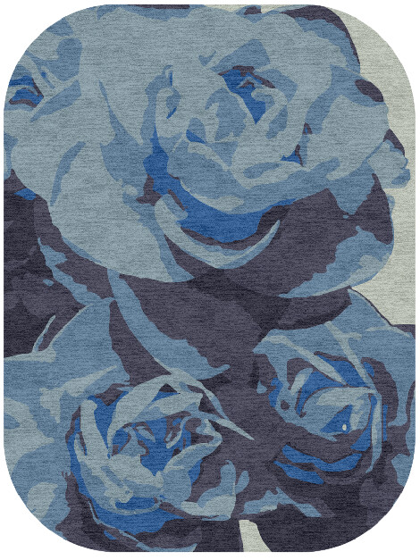 Blue Onyx Floral Oblong Hand Knotted Tibetan Wool Custom Rug by Rug Artisan