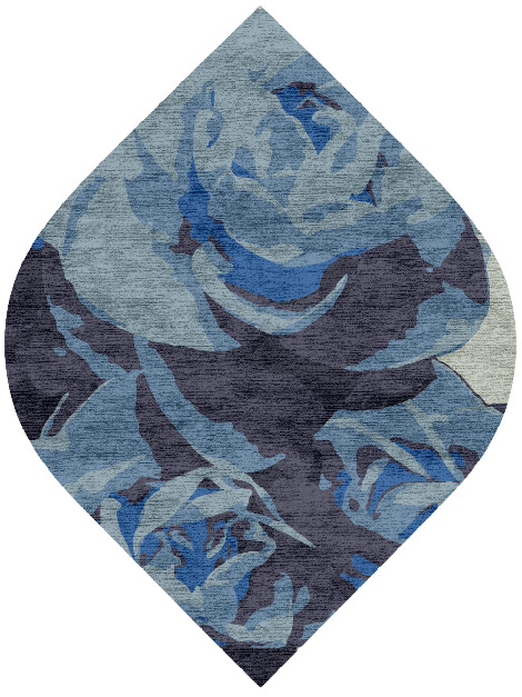 Blue Onyx Floral Ogee Hand Knotted Bamboo Silk Custom Rug by Rug Artisan