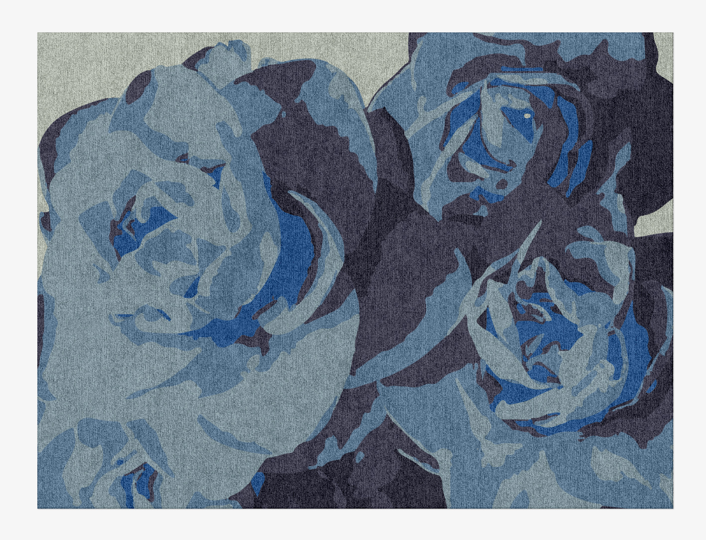 Blue Onyx Floral Rectangle Hand Knotted Tibetan Wool Custom Rug by Rug Artisan