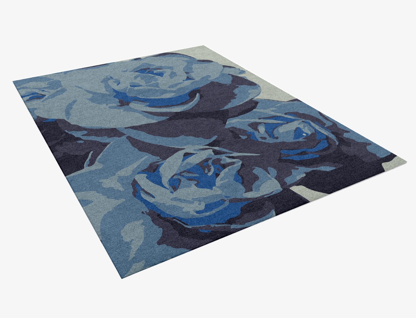 Blue Onyx Floral Rectangle Hand Knotted Tibetan Wool Custom Rug by Rug Artisan