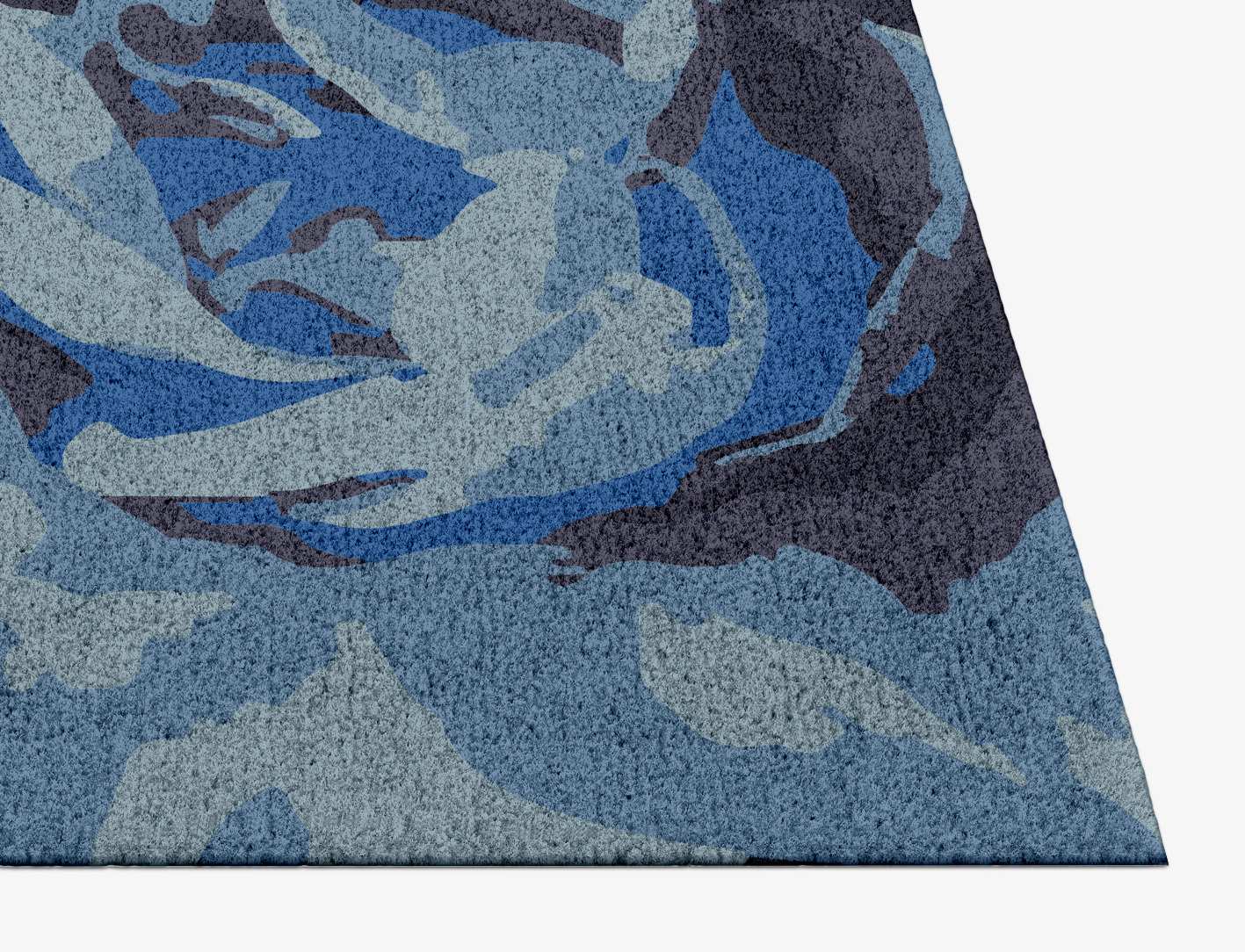 Blue Onyx Floral Rectangle Hand Knotted Tibetan Wool Custom Rug by Rug Artisan