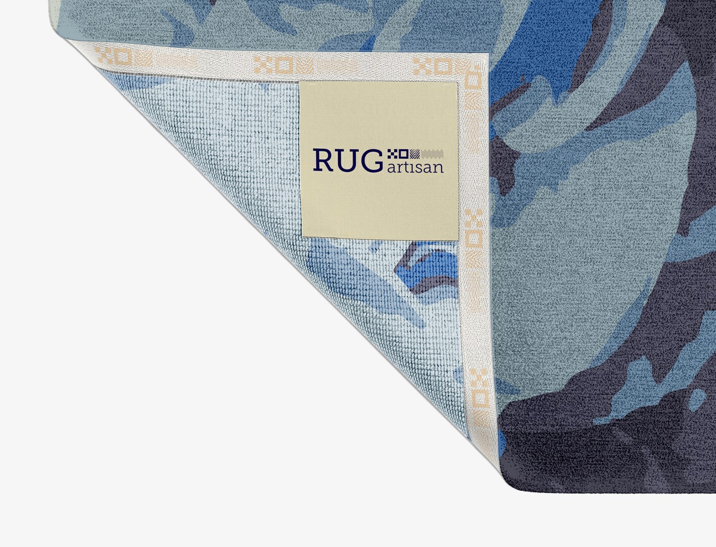 Blue Onyx Floral Rectangle Hand Knotted Tibetan Wool Custom Rug by Rug Artisan