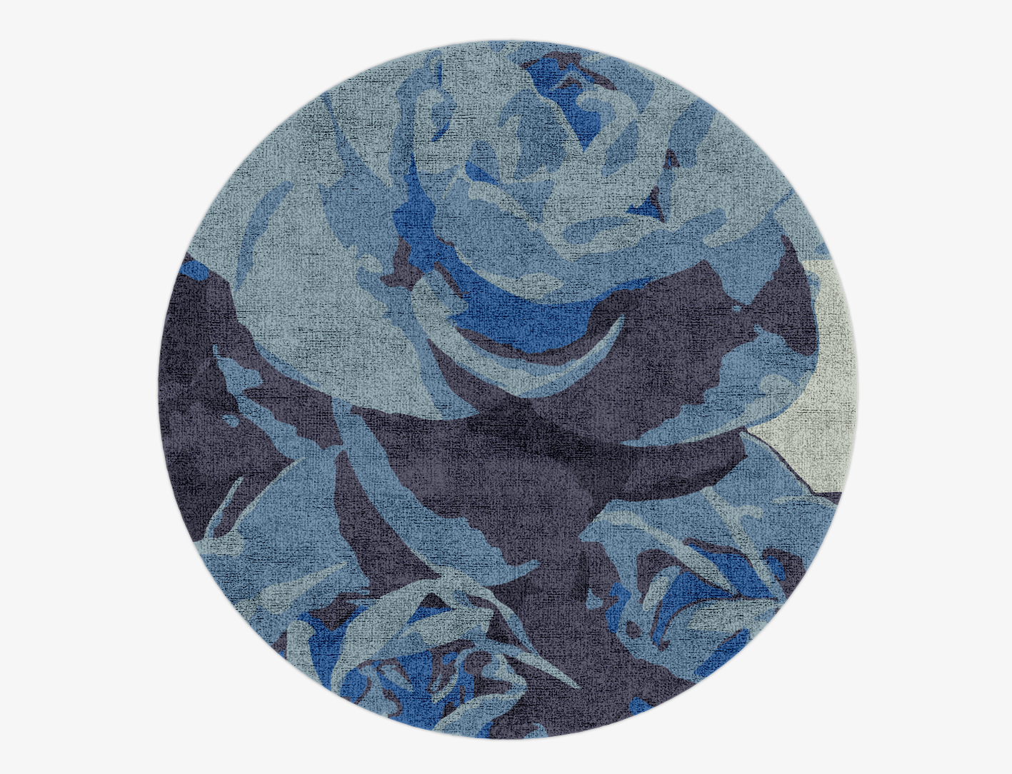 Blue Onyx Floral Round Hand Knotted Bamboo Silk Custom Rug by Rug Artisan