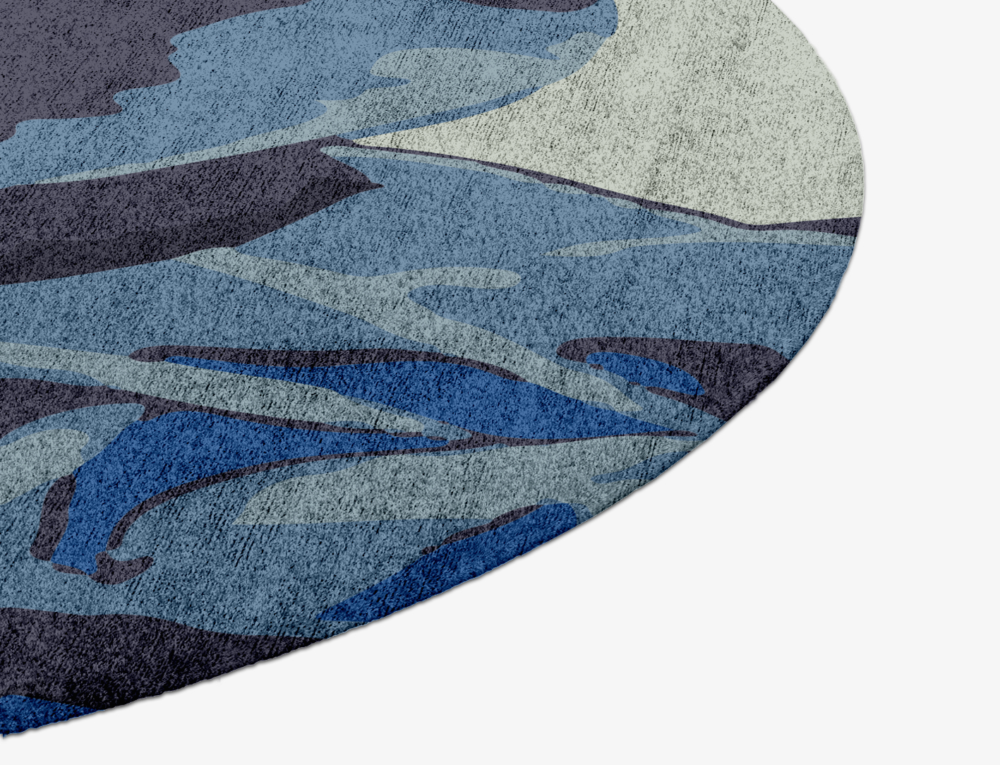 Blue Onyx Floral Round Hand Knotted Bamboo Silk Custom Rug by Rug Artisan
