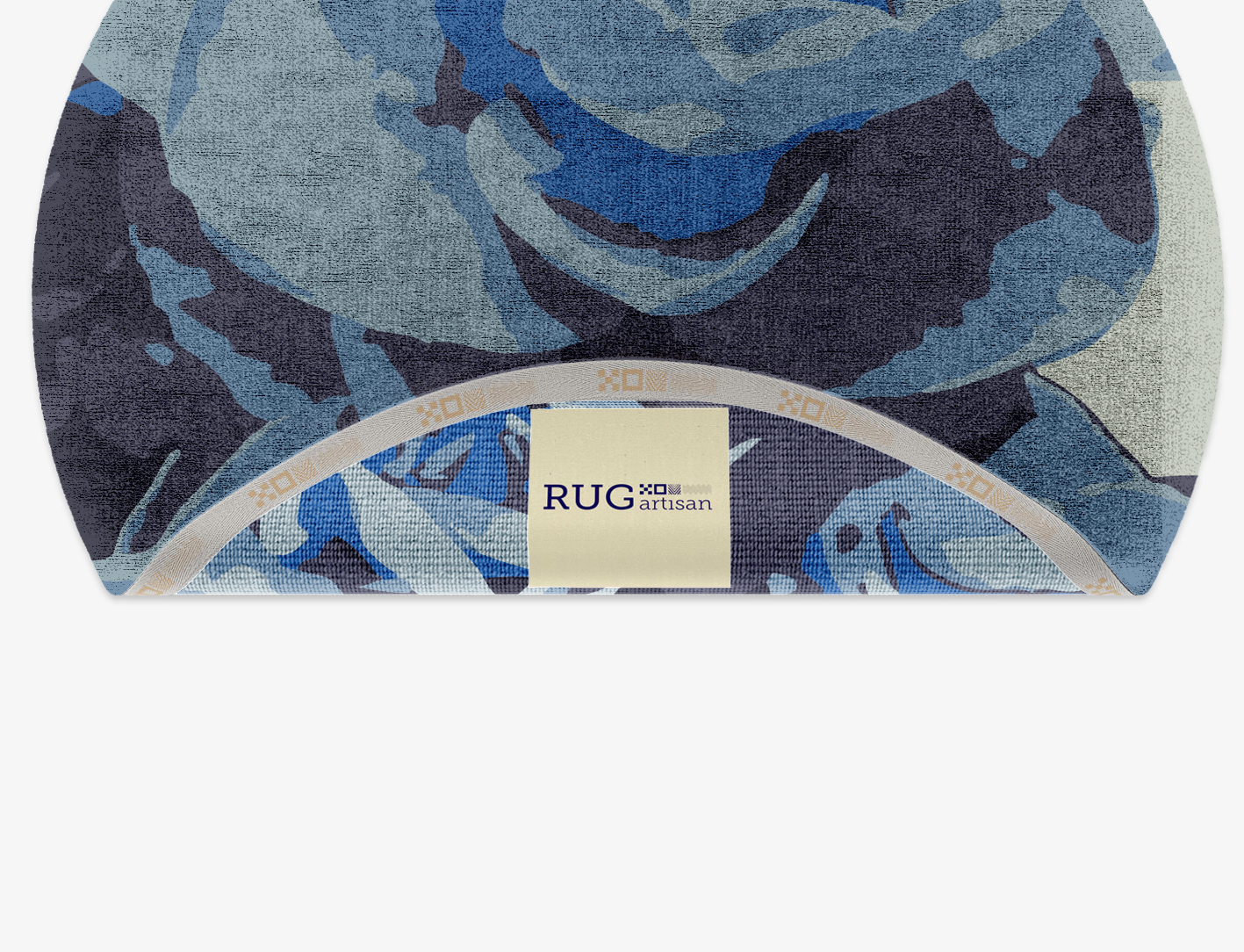 Blue Onyx Floral Round Hand Knotted Bamboo Silk Custom Rug by Rug Artisan