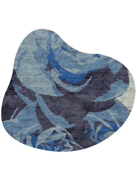 Blue Onyx Floral Splash Hand Knotted Bamboo Silk Custom Rug by Rug Artisan