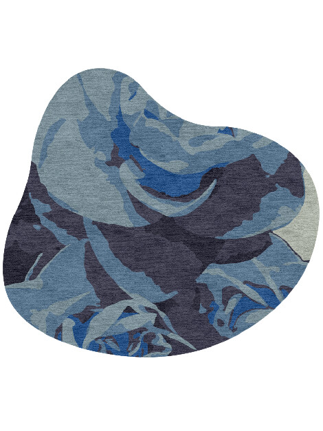 Blue Onyx Floral Splash Hand Knotted Tibetan Wool Custom Rug by Rug Artisan