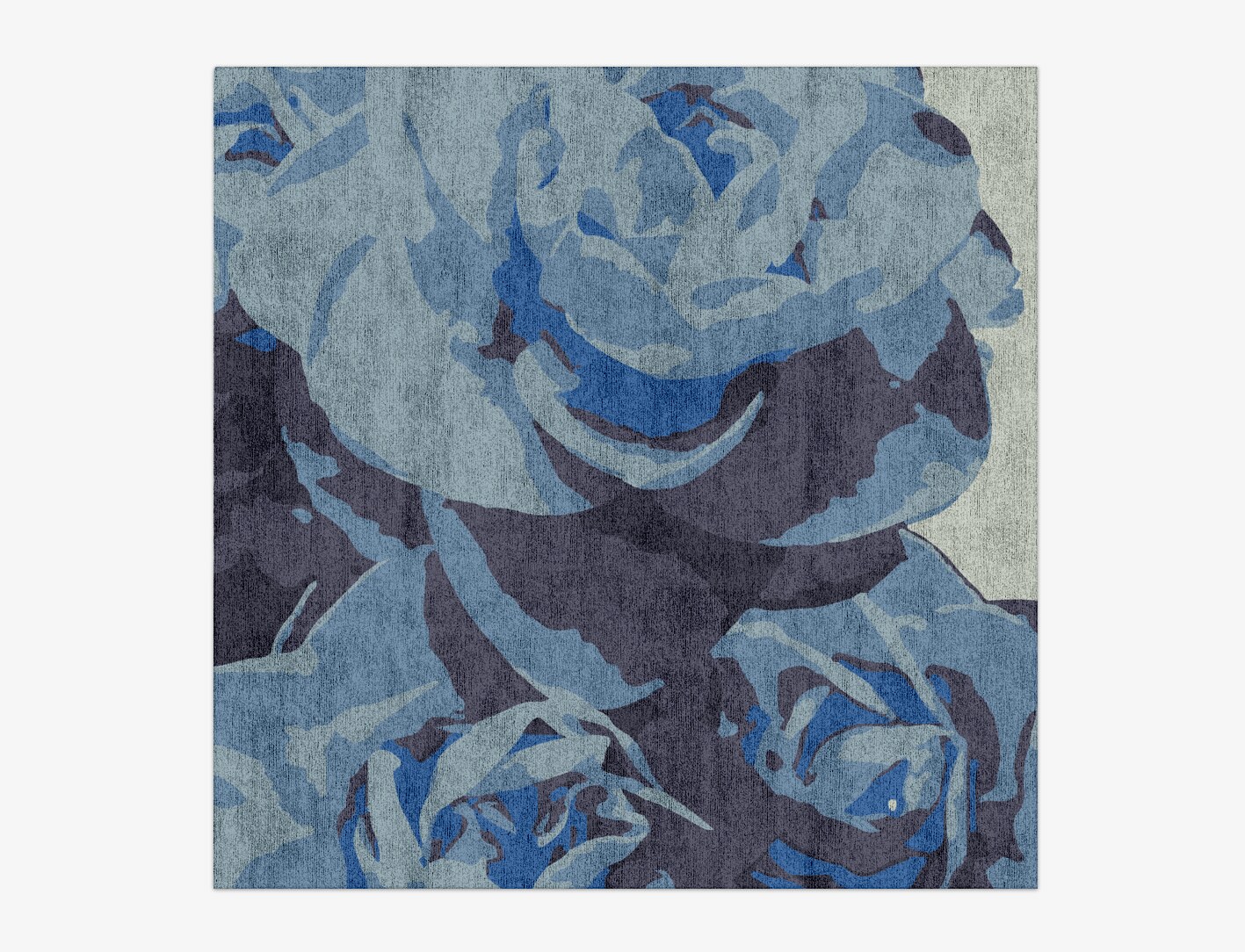 Blue Onyx Floral Square Hand Knotted Bamboo Silk Custom Rug by Rug Artisan