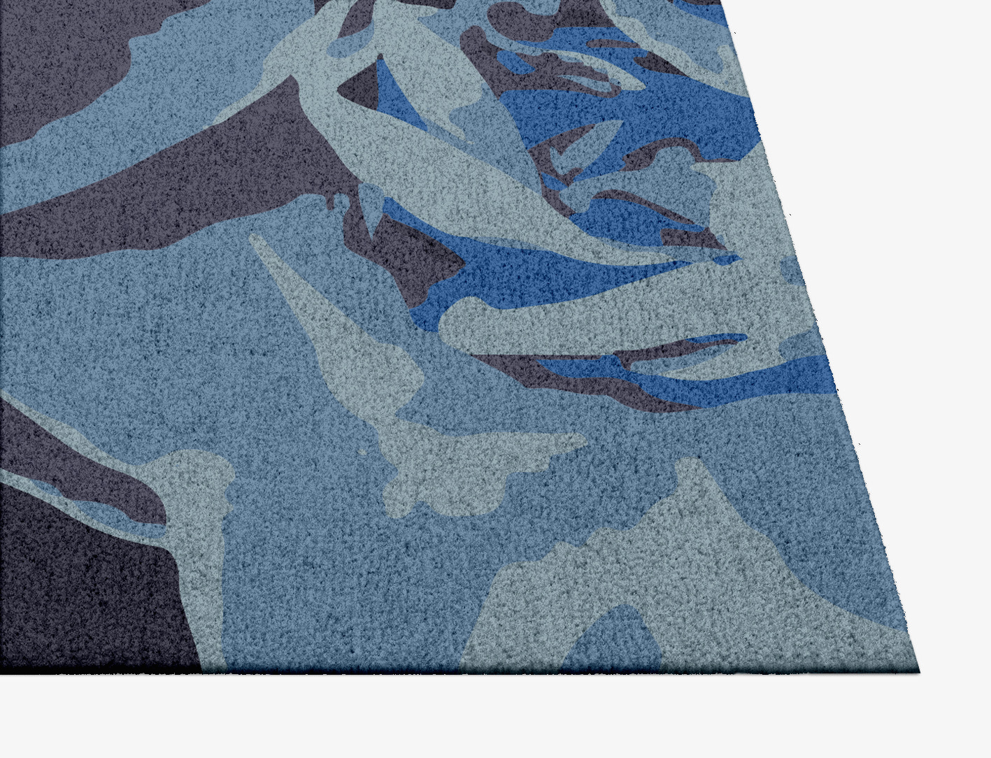 Blue Onyx Floral Square Hand Knotted Tibetan Wool Custom Rug by Rug Artisan
