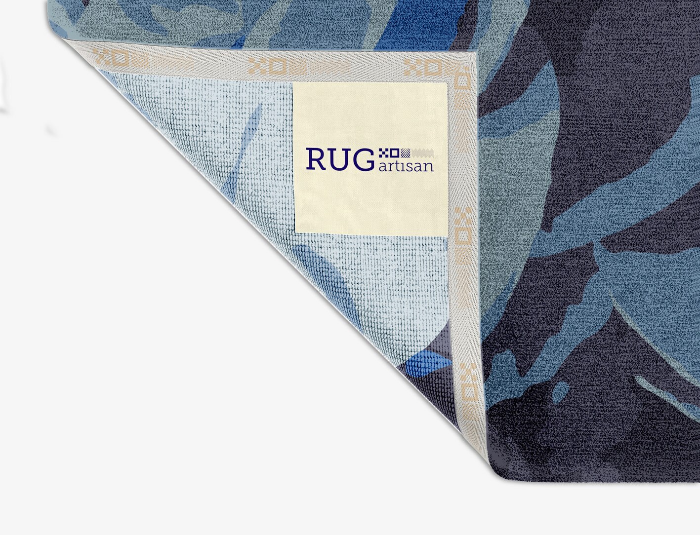 Blue Onyx Floral Square Hand Knotted Tibetan Wool Custom Rug by Rug Artisan