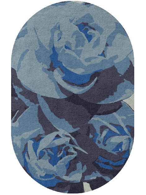Blue Onyx Floral Capsule Hand Tufted Pure Wool Custom Rug by Rug Artisan