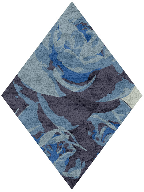 Blue Onyx Floral Diamond Hand Tufted Bamboo Silk Custom Rug by Rug Artisan